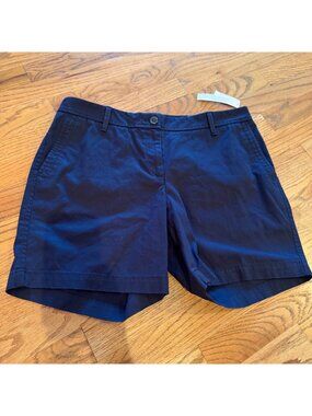 TALBOTS WOMENS RELAXED SOFT CHINO SHORTS 6" 8P NEW NAVY BLUE